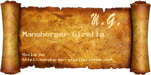 Mansberger Gizella névjegykártya